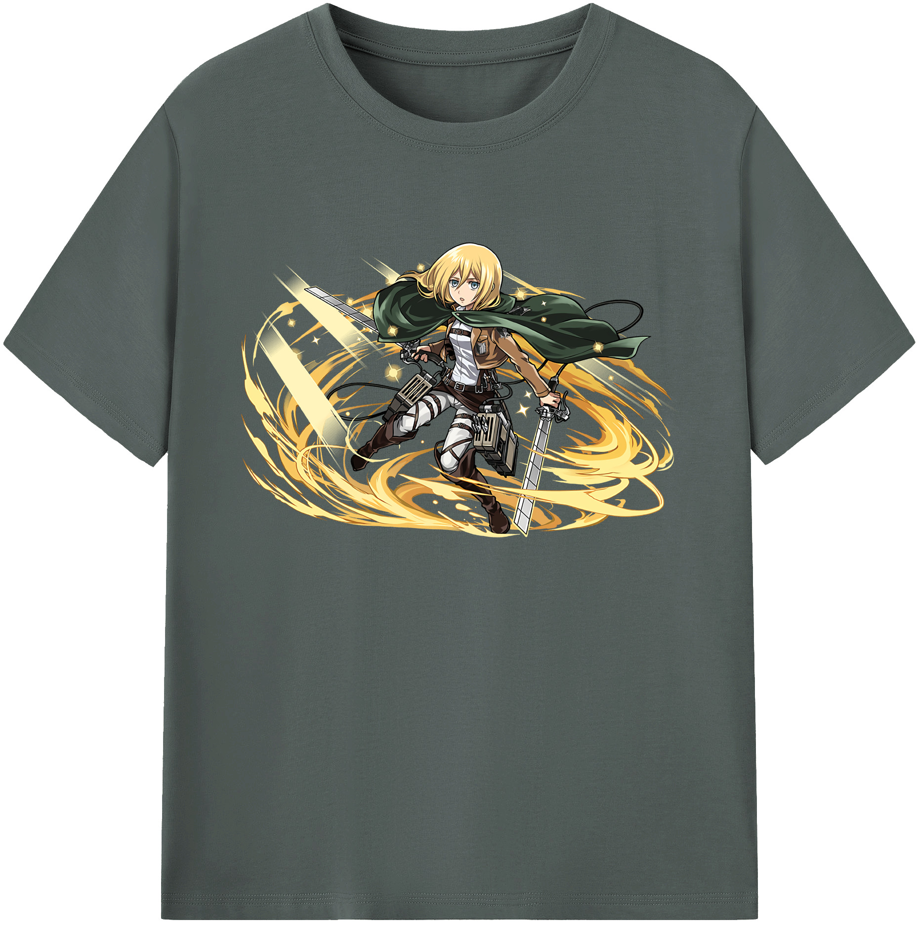 （画像用） 進撃の巨人 クリスタ·レンズ Attack on Titan Christa Lenz 綿100％ メンズ半袖Tシャツ｜肌触りやわらか＆通気性